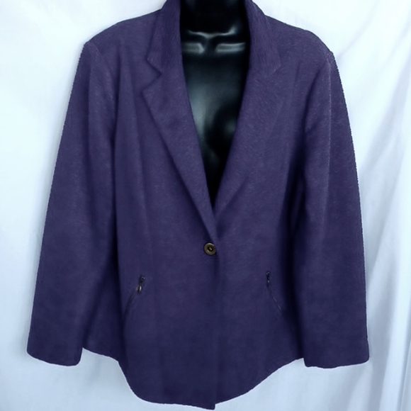 #273 Chico's Purple Textured Dress Jacket Blazer Size 2 (12) - Picture 1 of 7